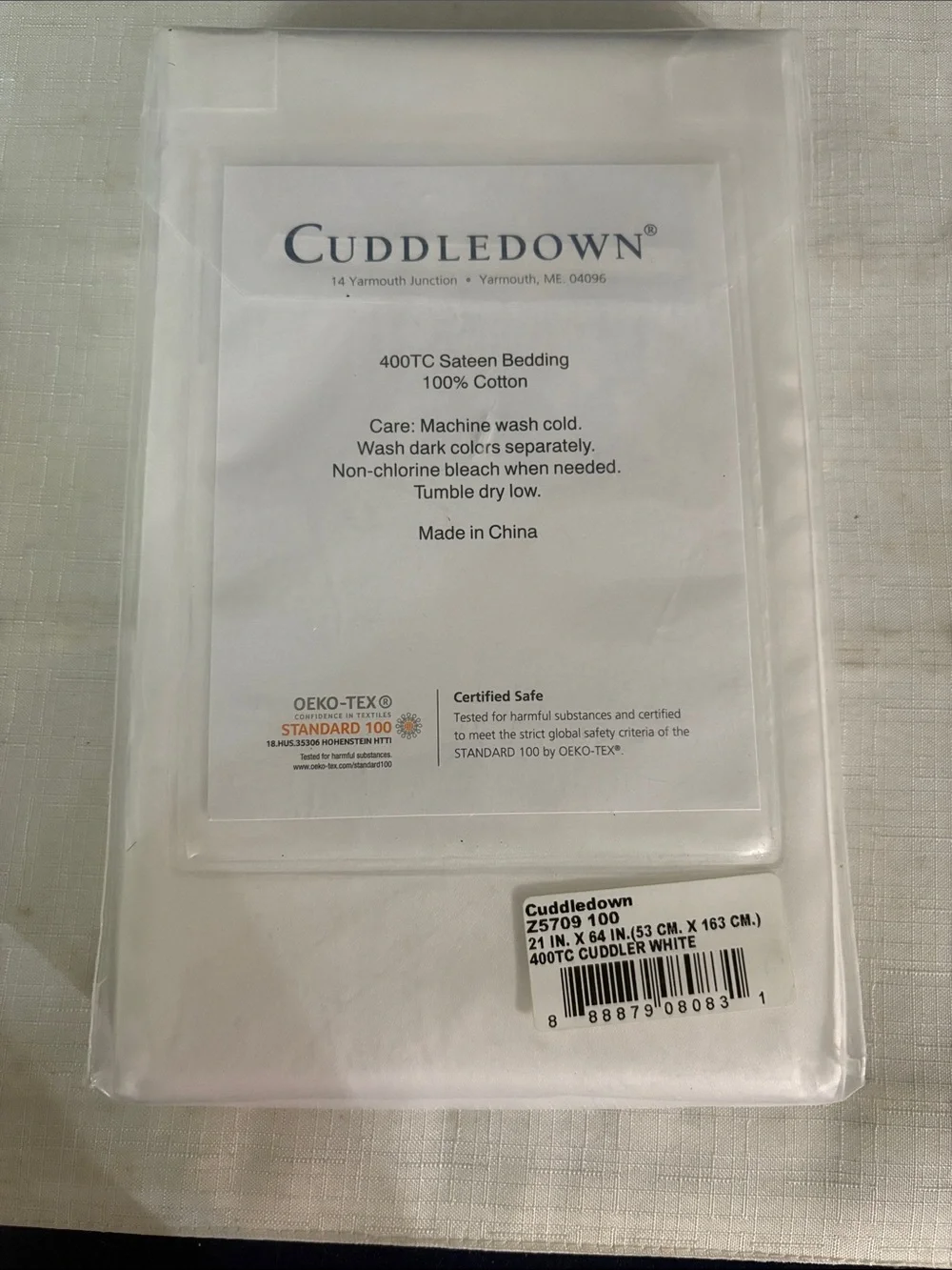 Cuddledown White 400TC SATEEN Cuddler Pillowcase NWT